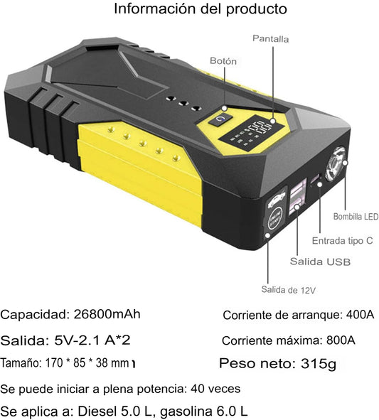 Arrancador de batería de coche de 12V